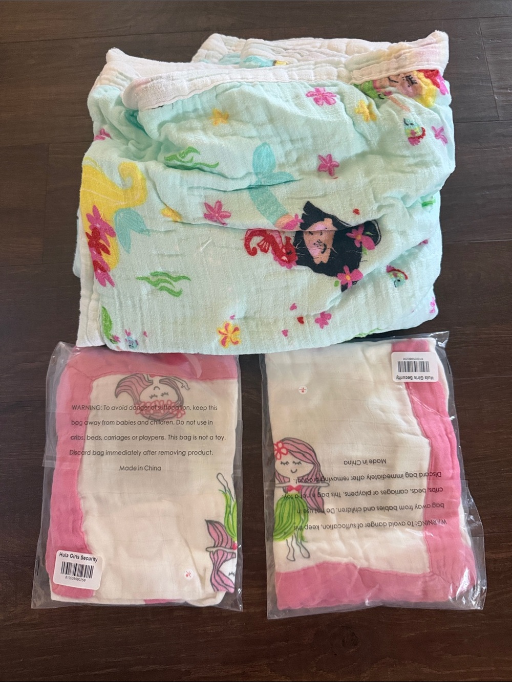 Soft Muslin Mermaid Throw Blanket - Pink & Aqua